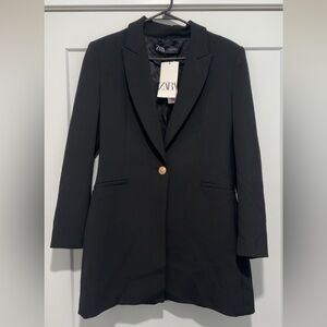 NEW!! Zara Women's Elegant Black Blazer with Gold Button